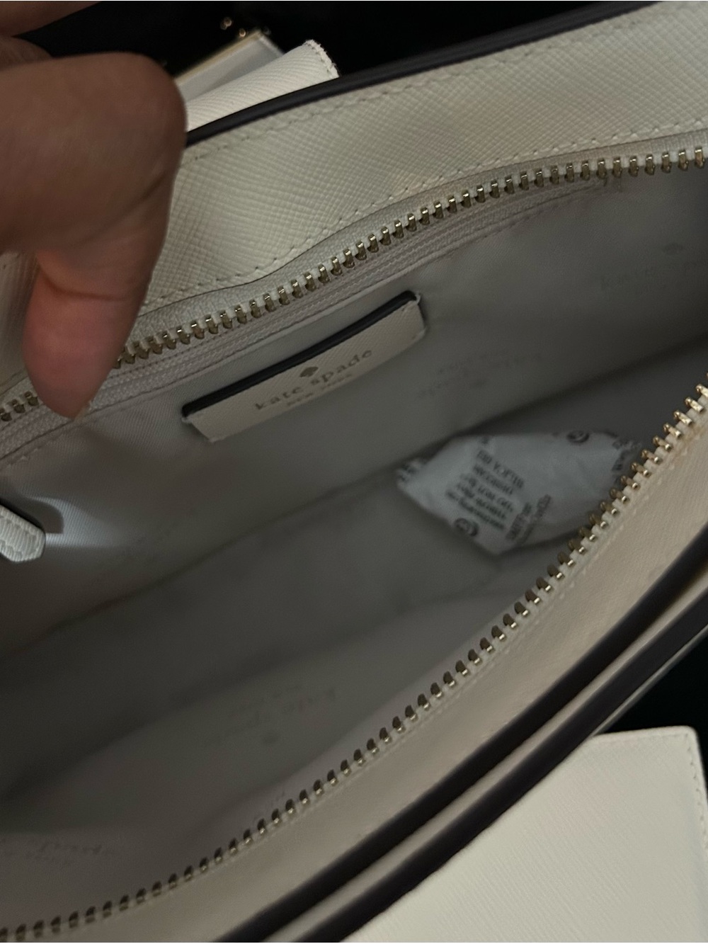 kate spade Cream Saffiano Leather Shoulder Bag with Plaque - Picture 6 of 7